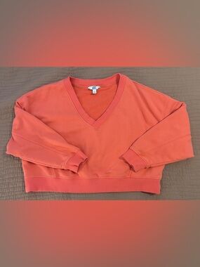 JoyLab Coral-Orange V-Neck Pullover Sweater